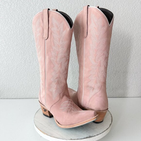 Lane Gallatin Womens Cowboy Boots 8.5 Pink Cowgirl Western Mid Calf Pointed Toe - Picture 11 of 11